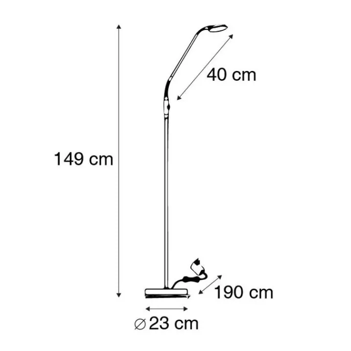 QAZQA Schlafzimmerlampen|Wohnzimmerlampen*Moderne Stehleuchte Stahl inkl. LED - Eva
