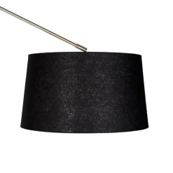 QAZQA Stehlampen|Wohnzimmerlampen*Moderne Stehleuchte Stahl Leinenschirm schwarz 45 cm - Editor