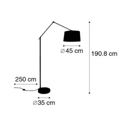 QAZQA Stehlampen|Wohnzimmerlampen*Moderne Stehleuchte Stahl Leinenschirm schwarz 45 cm - Editor