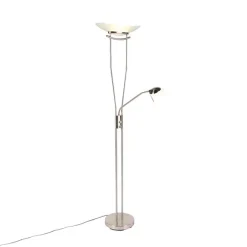 QAZQA Lampen Für Dein Homeoffice|Schlafzimmerlampen*Moderne Stehleuchte Stahl inkl. LED und Dimmer - Lexus