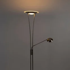 QAZQA Lampen Für Dein Homeoffice|Led-Stehlampen*Moderne Stehleuchte Stahl inkl. LED mit Lesearm - Ibiza