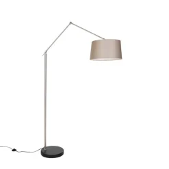 QAZQA Stehlampen|Wohnzimmerlampen*Moderne Stehleuchte Stahl mit Schirm taupe 45 cm - Editor