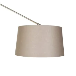 QAZQA Stehlampen|Wohnzimmerlampen*Moderne Stehleuchte Stahl mit Schirm taupe 45 cm - Editor