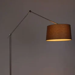 QAZQA Stehlampen|Wohnzimmerlampen*Moderne Stehleuchte Stahl mit Schirm taupe 45 cm - Editor