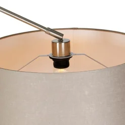 QAZQA Stehlampen|Wohnzimmerlampen*Moderne Stehleuchte Stahl mit Schirm taupe 45 cm - Editor