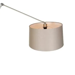 QAZQA Stehlampen|Wohnzimmerlampen*Moderne Stehleuchte Stahl mit Schirm taupe 45 cm - Editor