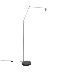 QAZQA Stehlampen|Wohnzimmerlampen*Moderne Stehleuchte Stahl mit Schirm taupe 45 cm - Editor