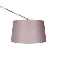 QAZQA Schlafzimmerlampen|Esszimmerlampen*Moderne Stehleuchte Stahl Leinenschirm dunkelgrau 45 cm - Editor