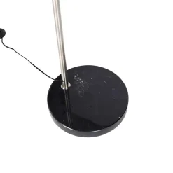 QAZQA Schlafzimmerlampen|Esszimmerlampen*Moderne Stehleuchte Stahl Leinenschirm dunkelgrau 45 cm - Editor