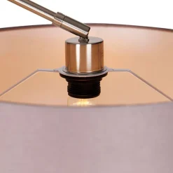 QAZQA Schlafzimmerlampen|Esszimmerlampen*Moderne Stehleuchte Stahl Leinenschirm dunkelgrau 45 cm - Editor