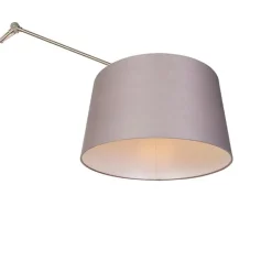 QAZQA Schlafzimmerlampen|Esszimmerlampen*Moderne Stehleuchte Stahl Leinenschirm dunkelgrau 45 cm - Editor