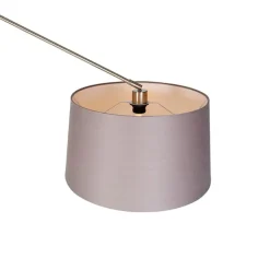 QAZQA Schlafzimmerlampen|Esszimmerlampen*Moderne Stehleuchte Stahl Leinenschirm dunkelgrau 45 cm - Editor