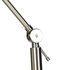 QAZQA Schlafzimmerlampen|Esszimmerlampen*Moderne Stehleuchte Stahl Leinenschirm dunkelgrau 45 cm - Editor