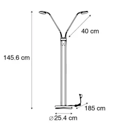 QAZQA Schlafzimmerlampen|Wohnzimmerlampen*Moderne Stehleuchte Stahl mit Leselampe inkl. LED - Eva