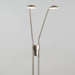 QAZQA Schlafzimmerlampen|Wohnzimmerlampen*Moderne Stehleuchte Stahl mit Leselampe inkl. LED - Eva