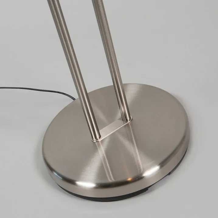 QAZQA Schlafzimmerlampen|Wohnzimmerlampen*Moderne Stehleuchte Stahl mit Leselampe inkl. LED - Eva