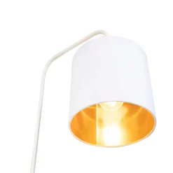 QAZQA Stehlampen|Wohnzimmerlampen*Moderne Stehleuchte Weiß mit Gold - Lofty
