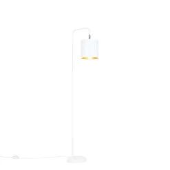 QAZQA Stehlampen|Wohnzimmerlampen*Moderne Stehleuchte Weiß mit Gold - Lofty