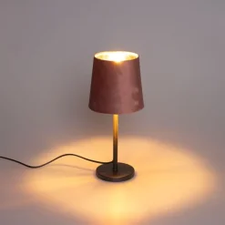 Honsel Tischlampen|Wohnzimmerlampen*Moderne tafellamp zwart met roze kap - Lakitu