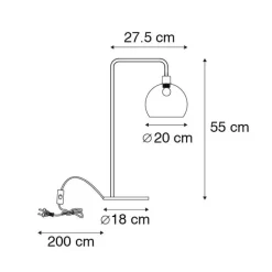 QAZQA Tischlampen|Wohnzimmerlampen*Moderne Tischlampe aus Messing mit Rauchschirm - Maly
