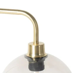 QAZQA Tischlampen|Wohnzimmerlampen*Moderne Tischlampe aus Messing mit Rauchschirm - Maly