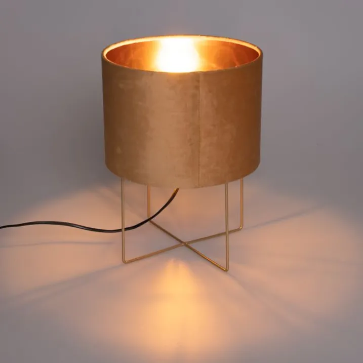 Honsel Tischlampen|Wohnzimmerlampen*Moderne Tischlampe gelb mit Gold - Rosalina