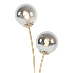 QAZQA Tischlampen|Wohnzimmerlampen*Moderne Tischlampe Gold 2-Licht mit Rauchglas - Athen