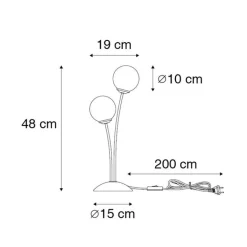QAZQA Tischlampen|Wohnzimmerlampen*Moderne Tischlampe Gold 2-Licht mit Rauchglas - Athen