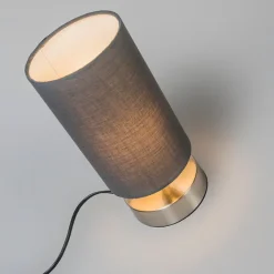 QAZQA Lampen Für Dein Homeoffice|Tischlampen*Moderne Tischlampe grau mit Stahl - Milo 2