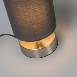 QAZQA Lampen Für Dein Homeoffice|Tischlampen*Moderne Tischlampe grau mit Stahl - Milo 2