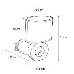 Honsel Tischlampen|Wohnzimmerlampen*Moderne Tischlampe in Beige mit Stahl - Tohu