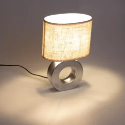 Honsel Tischlampen|Wohnzimmerlampen*Moderne Tischlampe in Beige mit Stahl - Tohu