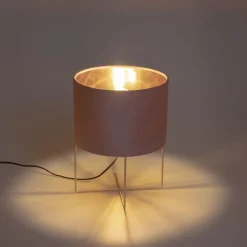 Honsel Tischlampen|Wohnzimmerlampen*Moderne Tischlampe rosa mit Gold - Rosalina