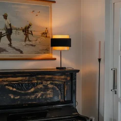 QAZQA Esszimmerlampen|Schlafzimmerlampen*Moderne Tischlampe Schwarz mit Gold - Elif