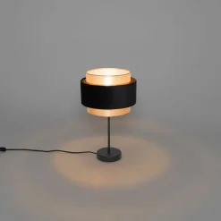 QAZQA Esszimmerlampen|Schlafzimmerlampen*Moderne Tischlampe Schwarz mit Gold - Elif