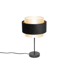 QAZQA Esszimmerlampen|Schlafzimmerlampen*Moderne Tischlampe Schwarz mit Gold - Elif