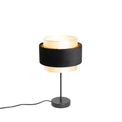 QAZQA Esszimmerlampen|Schlafzimmerlampen*Moderne Tischlampe Schwarz mit Gold - Elif