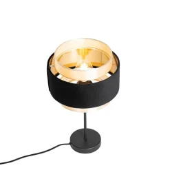 QAZQA Esszimmerlampen|Schlafzimmerlampen*Moderne Tischlampe Schwarz mit Gold - Elif