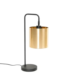 QAZQA Tischlampen|Wohnzimmerlampen*Moderne Tischlampe Schwarz mit Gold - Lofty
