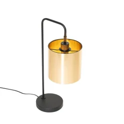 QAZQA Tischlampen|Wohnzimmerlampen*Moderne Tischlampe Schwarz mit Gold - Lofty