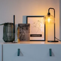 QAZQA Tischlampen|Wohnzimmerlampen*Moderne Tischlampe schwarz mit Rauchglaseffekt - Maly