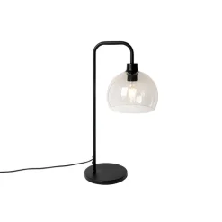 QAZQA Tischlampen|Wohnzimmerlampen*Moderne Tischlampe schwarz mit Rauchglaseffekt - Maly