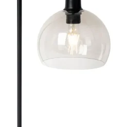 QAZQA Tischlampen|Wohnzimmerlampen*Moderne Tischlampe schwarz mit Rauchglaseffekt - Maly