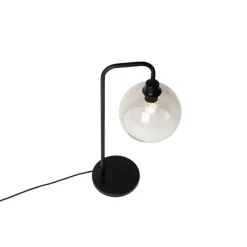 QAZQA Tischlampen|Wohnzimmerlampen*Moderne Tischlampe schwarz mit Rauchglaseffekt - Maly