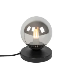 QAZQA Tischlampen|Wohnzimmerlampen*Moderne Tischlampe schwarz mit Rauchglas - Athen