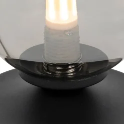 QAZQA Tischlampen|Wohnzimmerlampen*Moderne Tischlampe schwarz mit Rauchglas - Athen