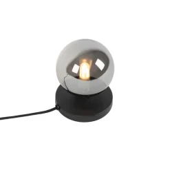QAZQA Tischlampen|Wohnzimmerlampen*Moderne Tischlampe schwarz mit Rauchglas - Athen