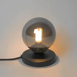 QAZQA Tischlampen|Wohnzimmerlampen*Moderne Tischlampe schwarz mit Rauchglas - Athen