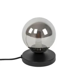 QAZQA Tischlampen|Wohnzimmerlampen*Moderne Tischlampe schwarz mit Rauchglas - Athen