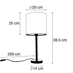 QAZQA Tischlampen|Wohnzimmerlampen*Moderne Tischlampe schwarz mit Schirm gold 25 cm - Simplo